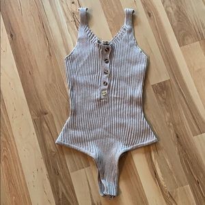 Ribbed button up bodysuit